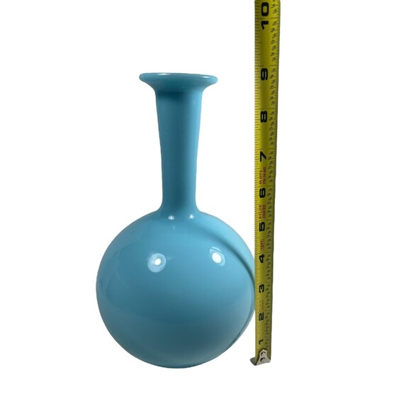 Vintage Mid Century Turquoise Scandinavian Long Necked Bulb Vase Art Deco MCM - Picture 7 of 13